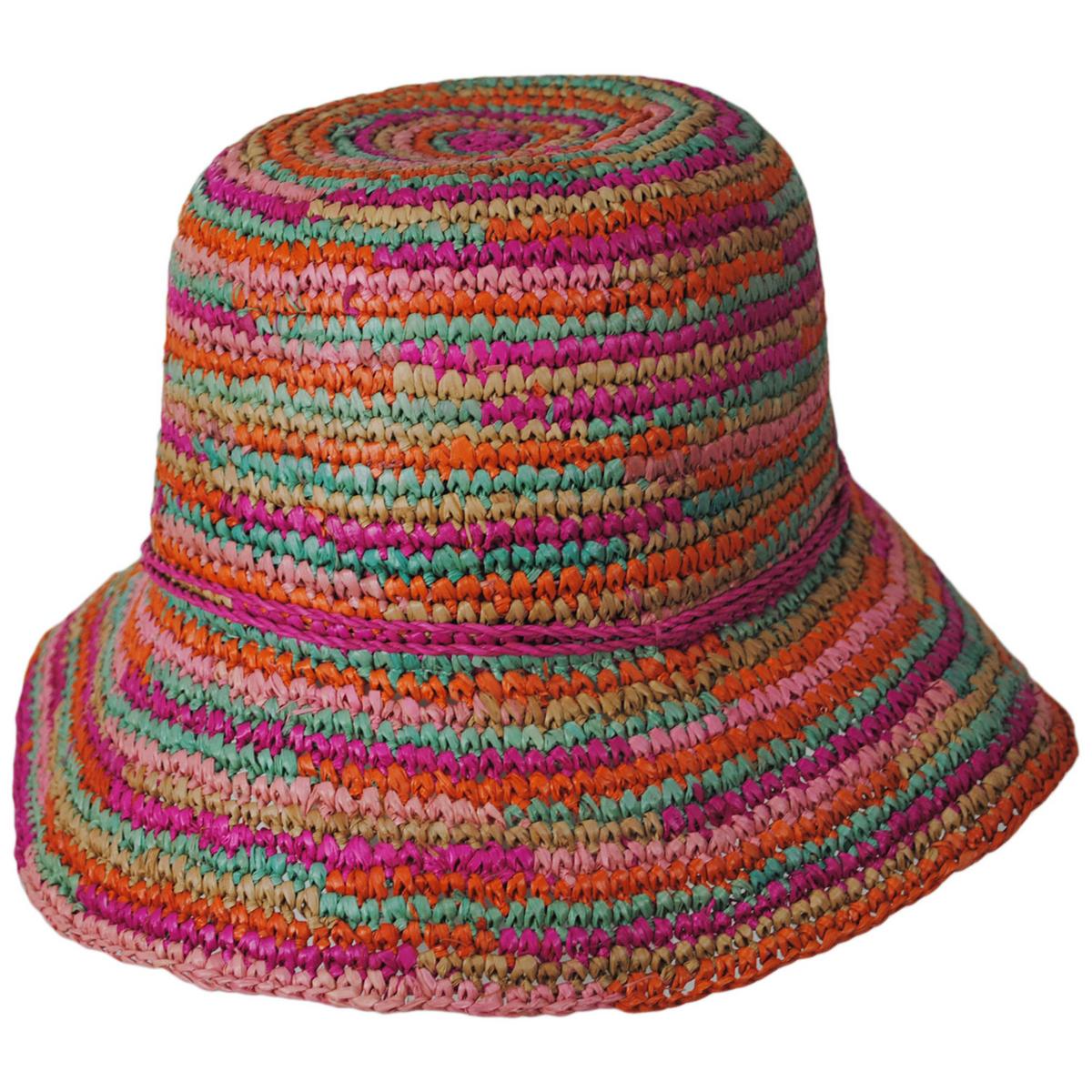 San Diego Hat Company | Iris Raffia Straw Bucket Hat | 103689 | lead | MULTI PINK