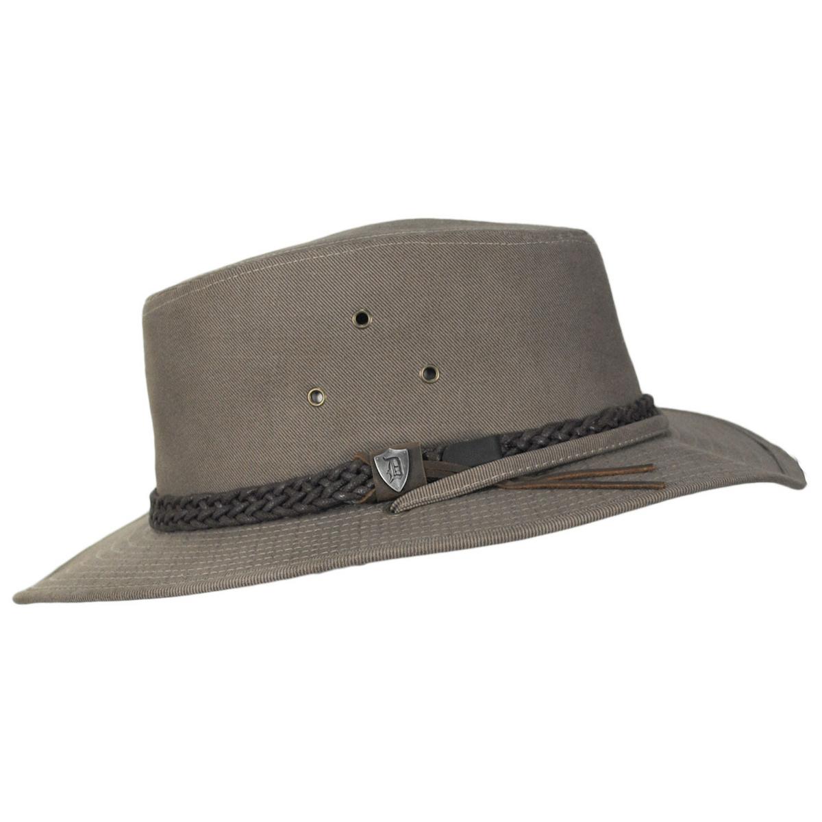 Dorfman Pacific | Down Under Twill Aussie Hat | 400198 | profile | TAN