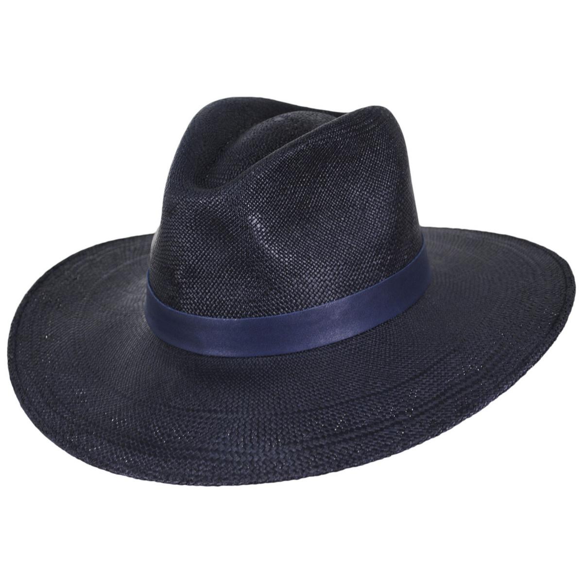 BRIXTON HATS | Harper Panama Straw Fedora Hat | 104050 | lead | NAVY