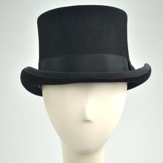 Jaxon Hats | Wholesale Mid Crown Wool Felt Top Hat B2B Pre-Pack | B2B193700 | front | BLACK
