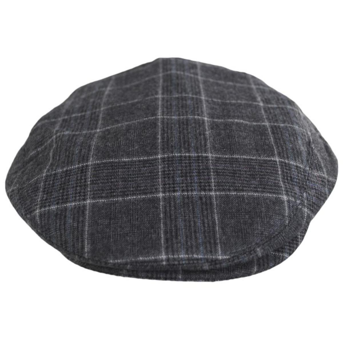 Baskerville Hat Company | Aldwych Wool Glenplaid Ivy Cap | 167668 | front | CHARCOAL