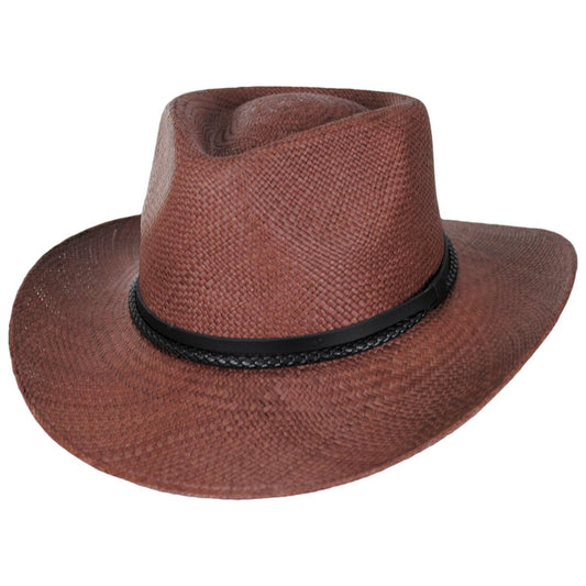 Bigalli | Elegant Shade Panama Straw Outback Hat | 129251 | lead | CHOCOLATE