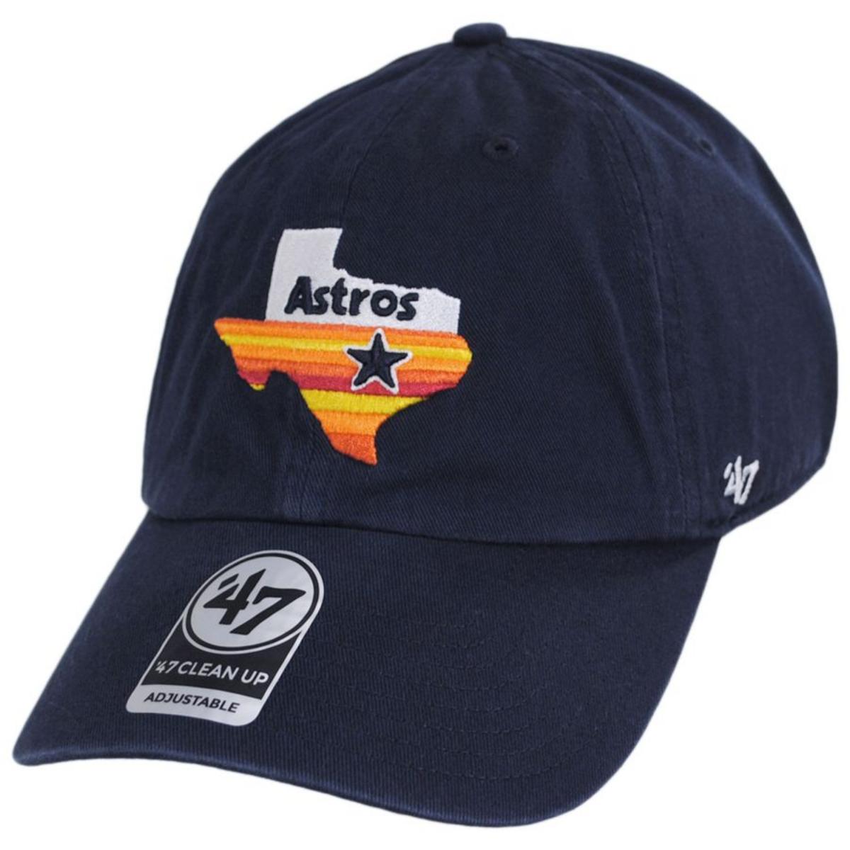 47 Brand | Houston Astros MLB Clean Up Strapback Baseball Cap Dad Hat | 203411 | lead | NAVY/RED
