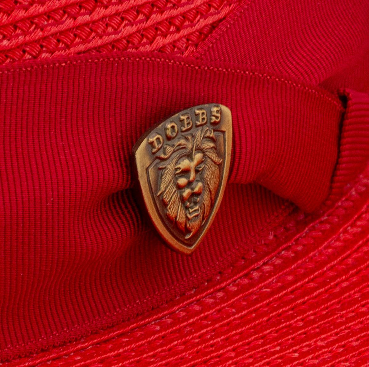 Dobbs | Rosebud Florentine Milan Poly Straw Fedora Hat | 127013 | detailone | RED