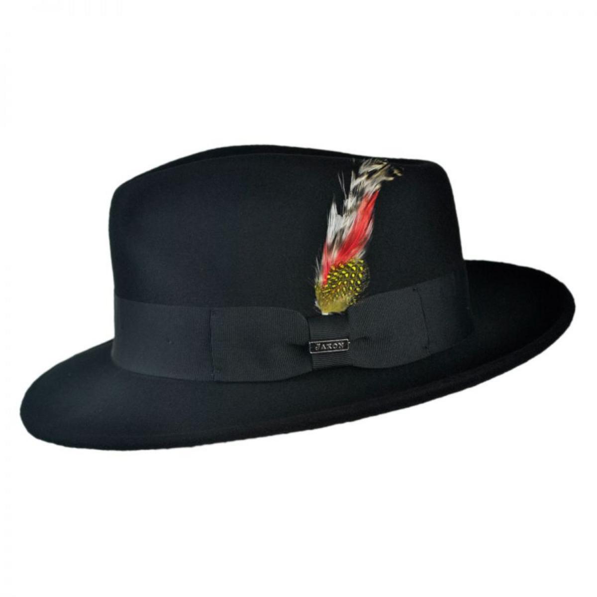 Jaxon Hats | C-Crown Crushable Wool Felt Fedora Hat | 135003 | profile | BLACK