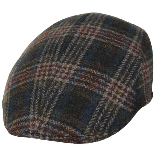 Wigens Caps | Magee Multi Check Wool Modern Ivy Cap | 161968 | lead | DARK BLUE