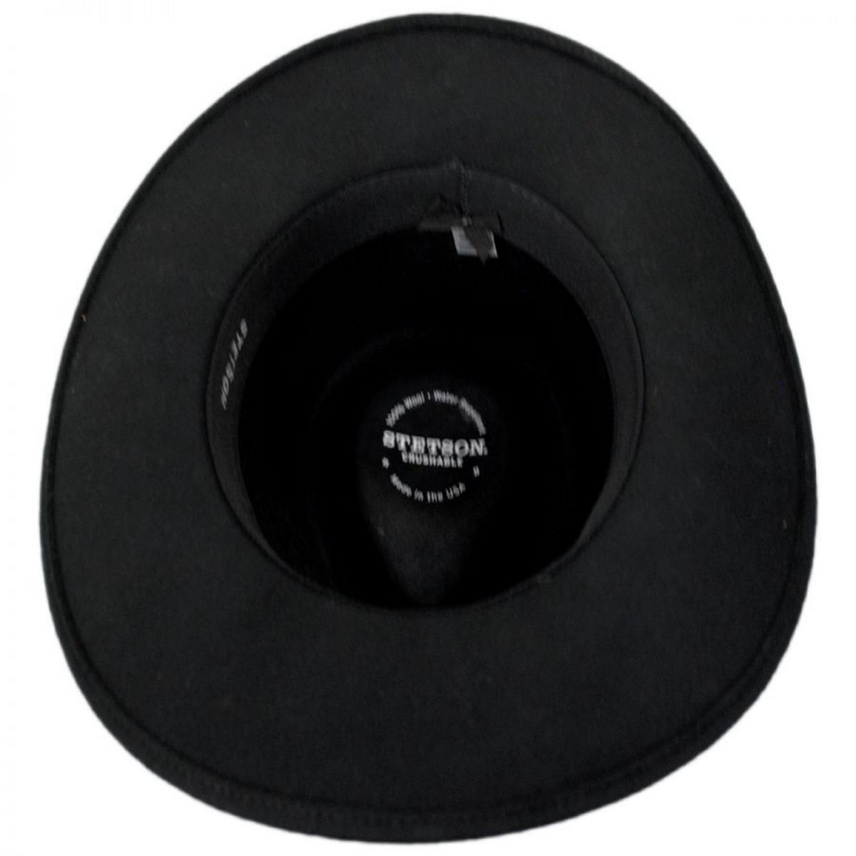Stetson | Linwood Crushable Wool Felt Outback Hat | 130682 | under | BLACK
