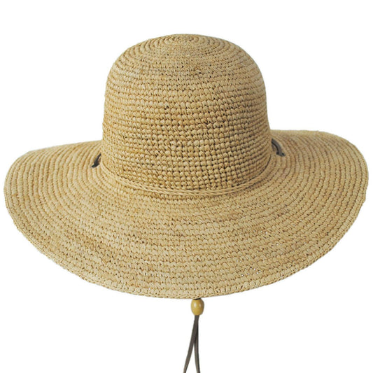Scala | Crocheted Raffia Straw Floppy Chincord Hat | 101481 | front | NATURAL