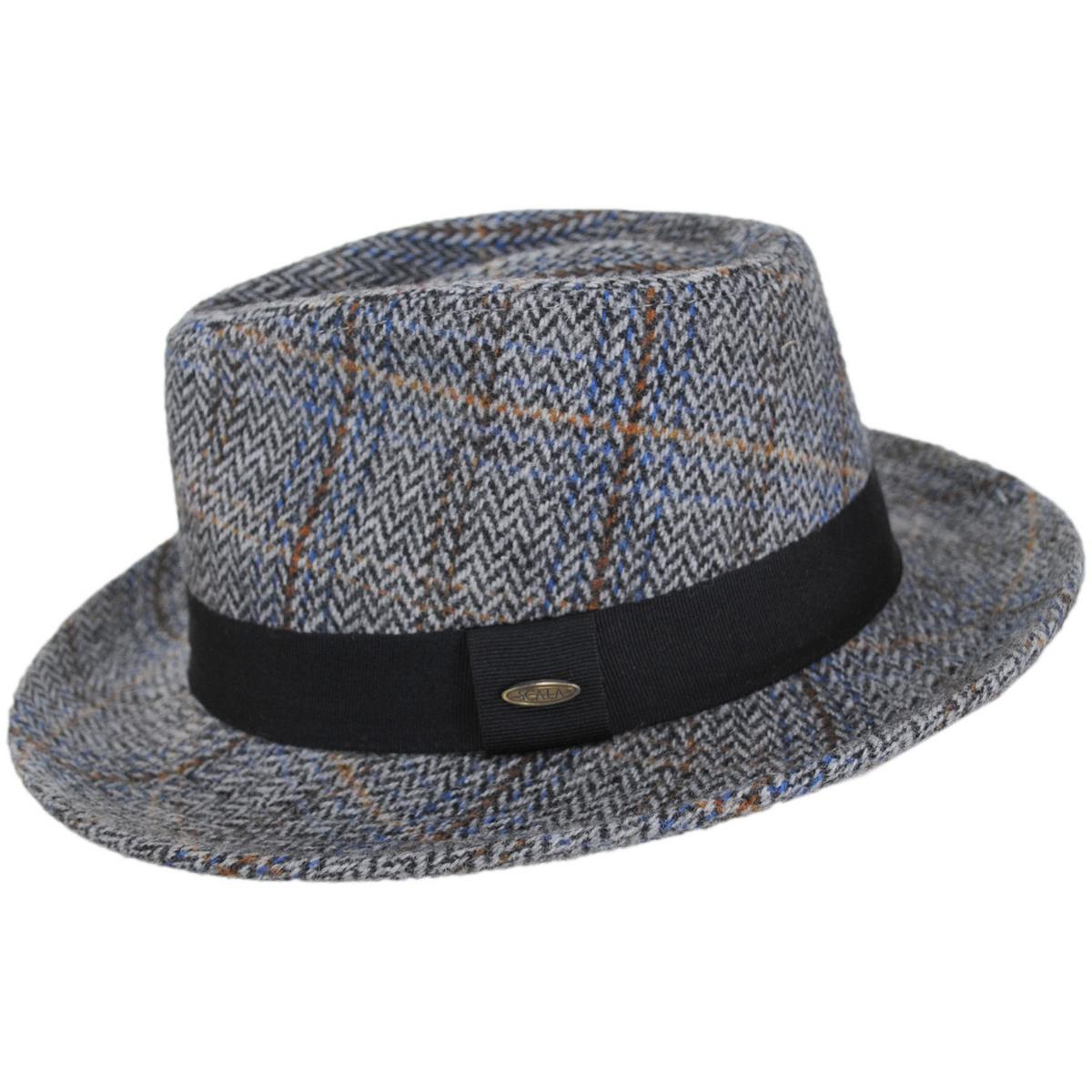 Scala | Barry Wool Blend Tweed Fedora Hat | 140170 | profile | GREY