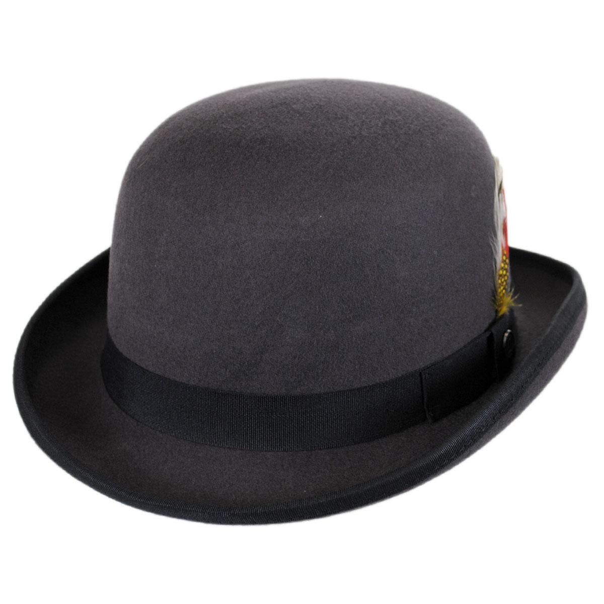 Jaxon Hats | Wholesale English Wool Felt Bowler Hat B2B Pre-Pack | B2B132055 | lead | GREY/BLACK