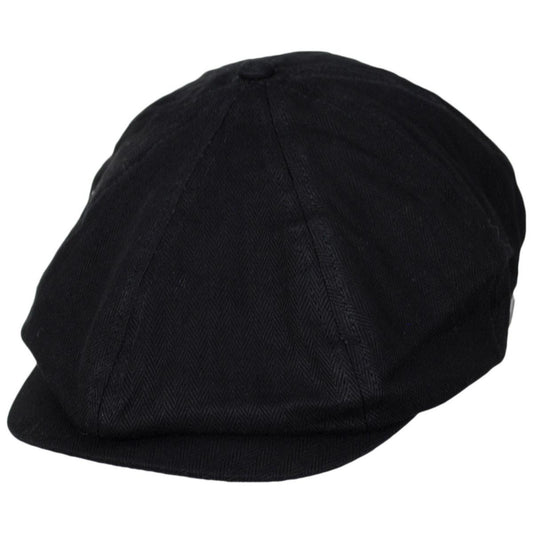 BRIXTON HATS | Brood Baggy Cotton Herringbone Newsboy Cap | 161549 | lead | BLACK