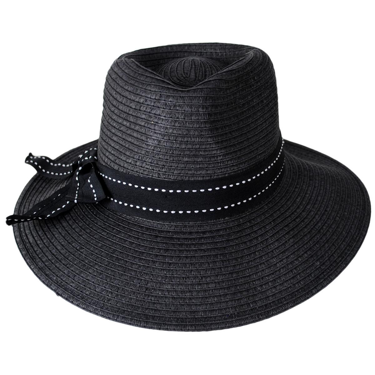 Physician Endorsed | Sadie Toyo Straw Fedora Hat | 102667 | front | BLACK/BLACK
