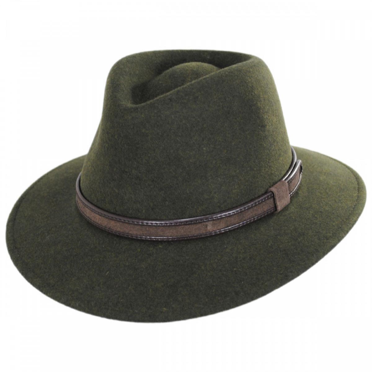 Stefeno Hats | Hiker Wool Felt Safari Fedora Hat | 136062 | lead | MIRTO OLIVE MIX