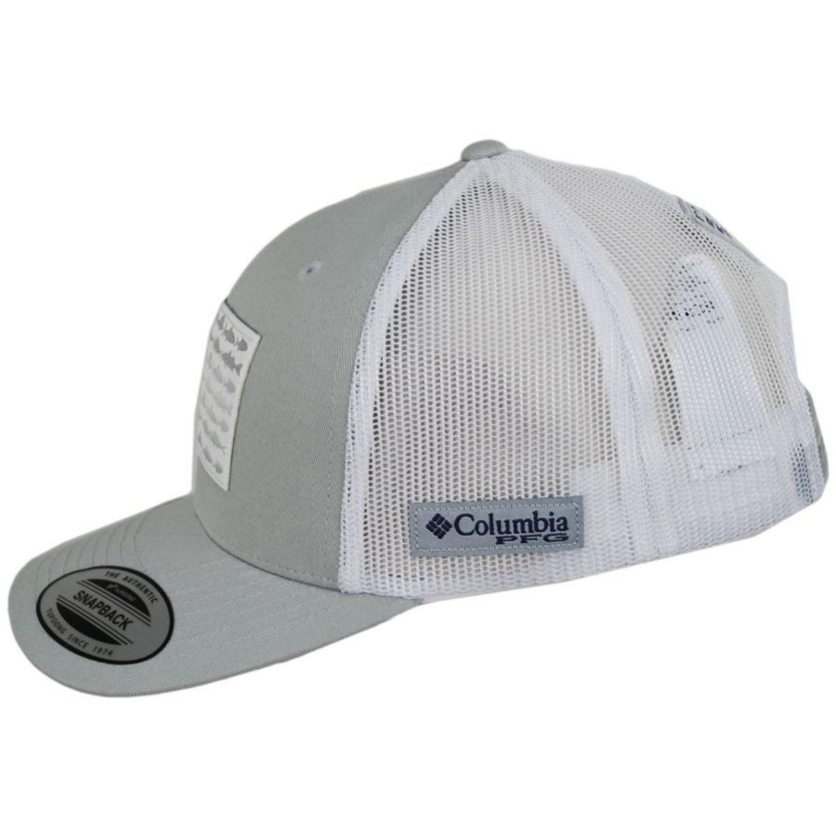 Columbia Sportswear | PFG Fish Flag Mesh Snapback Baseball Cap | 400151 | profile | COOL GREY/WHITE