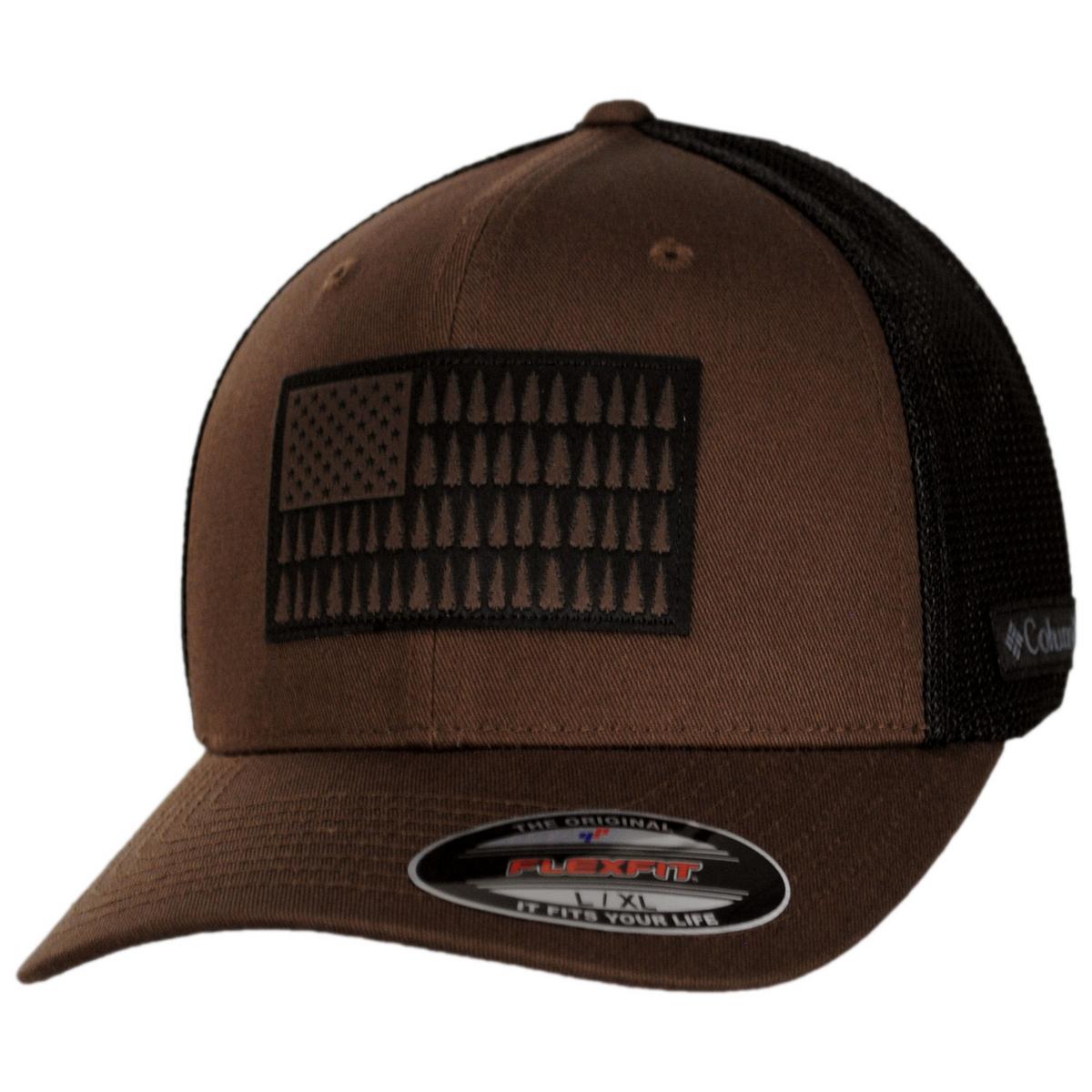 Columbia Sportswear | Tree Flag Mesh Flexfit Fitted Baseball Cap | 400139 | lead | TOBACCO/BLACK