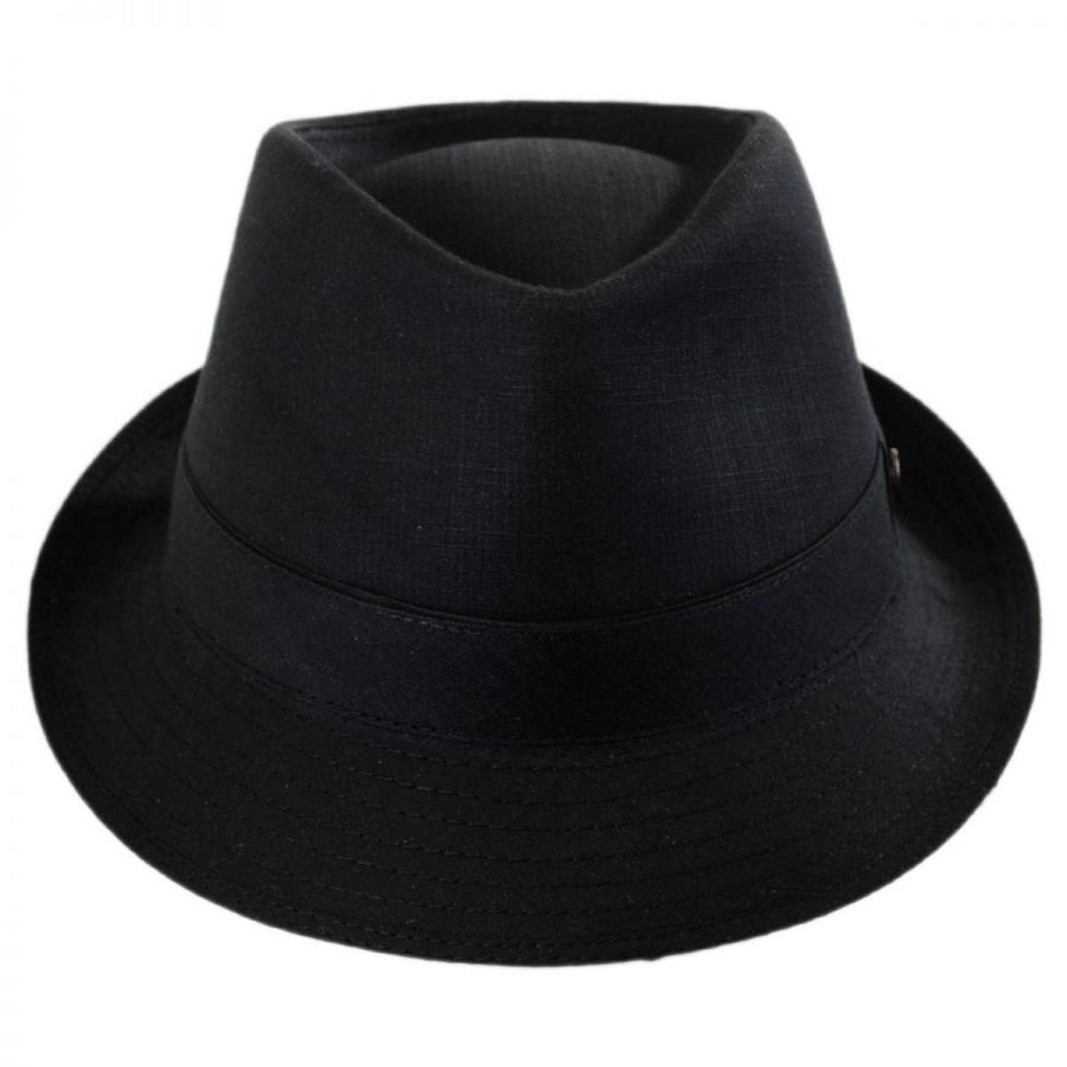 Jaxon Hats | Cotton Trilby Fedora Hat | 147247 | front | BLACK