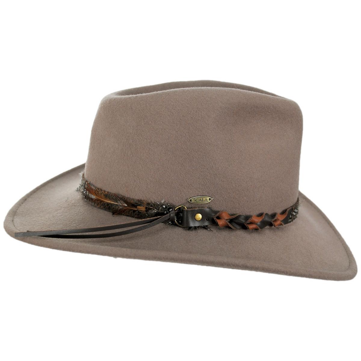 Scala | Desmonda Wool Felt Outback Hat | 123443 | profile | PECAN
