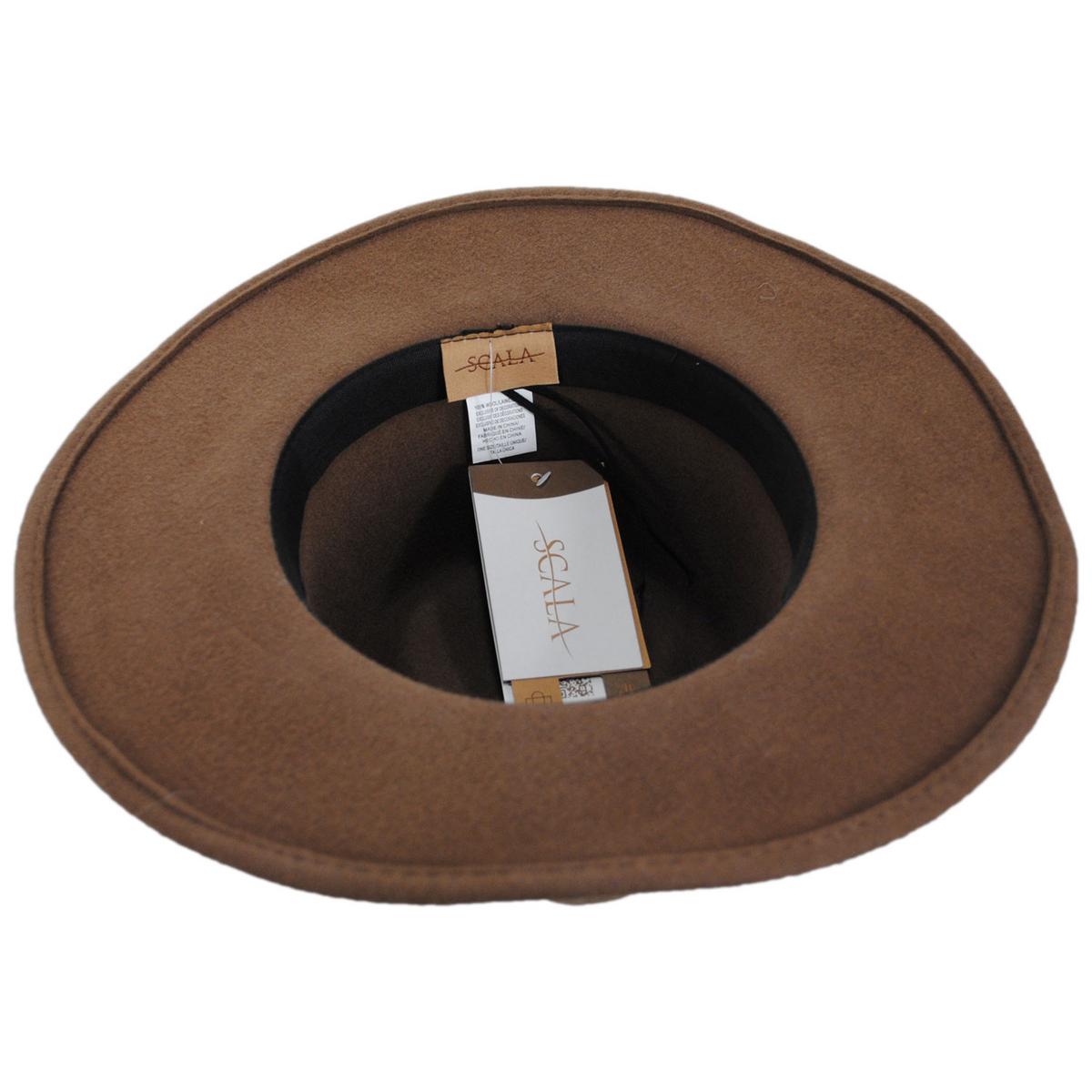 Scala | Kathrina Wool Felt Fedora Hat | 123442 | under | PECAN