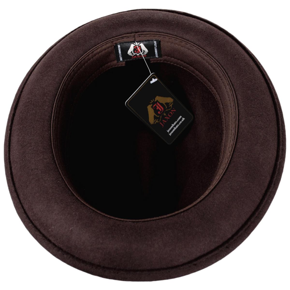 Jaxon Hats | Blues Crushable Wool Felt Trilby Fedora Hat | 132020 | under | BROWN