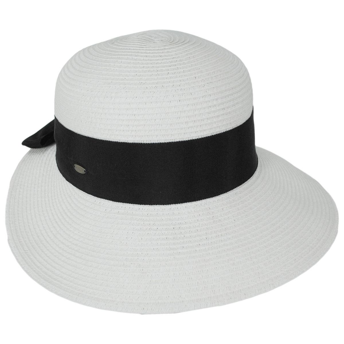Scala | Asymmetrical Toyo Braid Facesaver Cap | 101551 | lead | WHITE