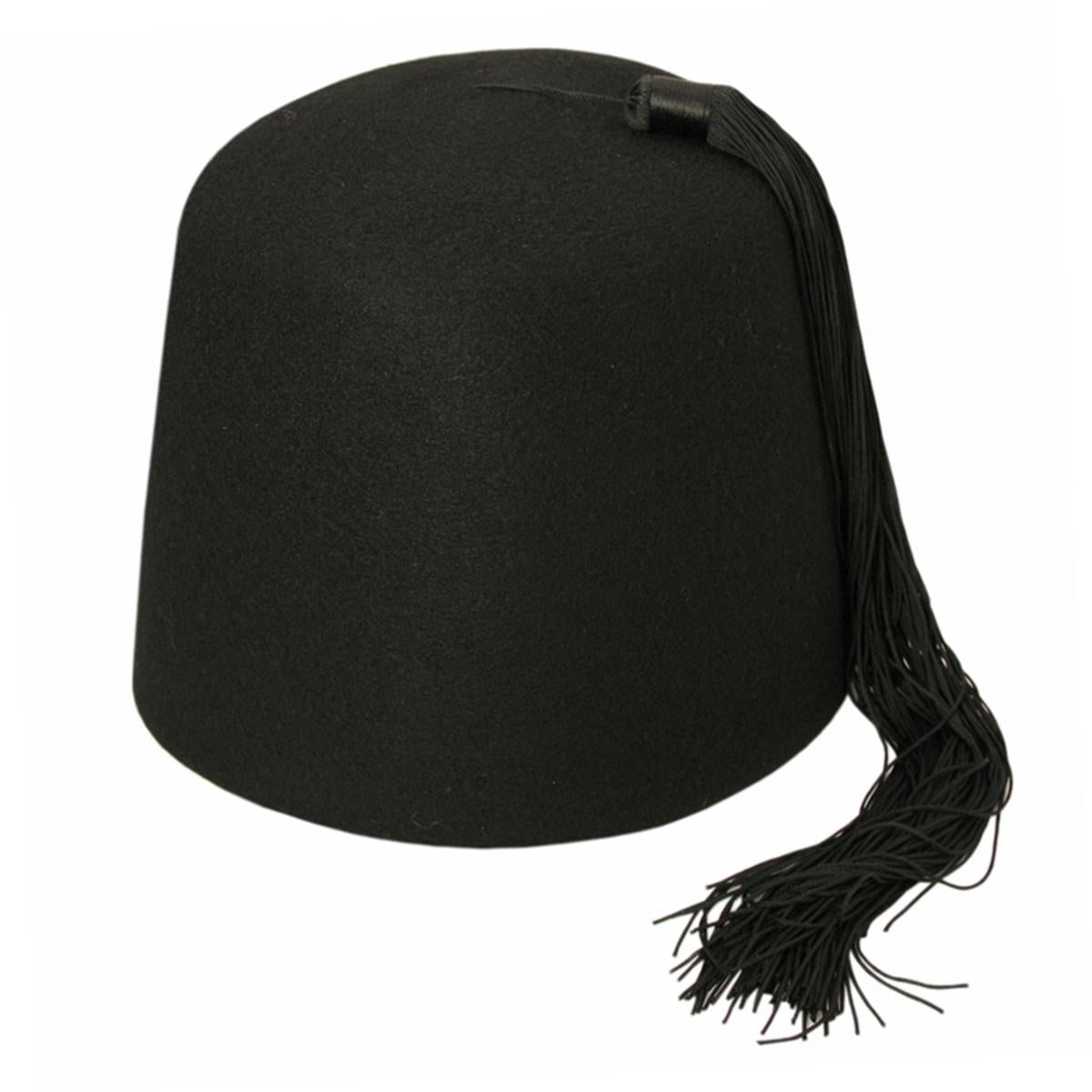 Village Hat Shop | Wool Fez with Black Tassel | 193300 | front | BLACK