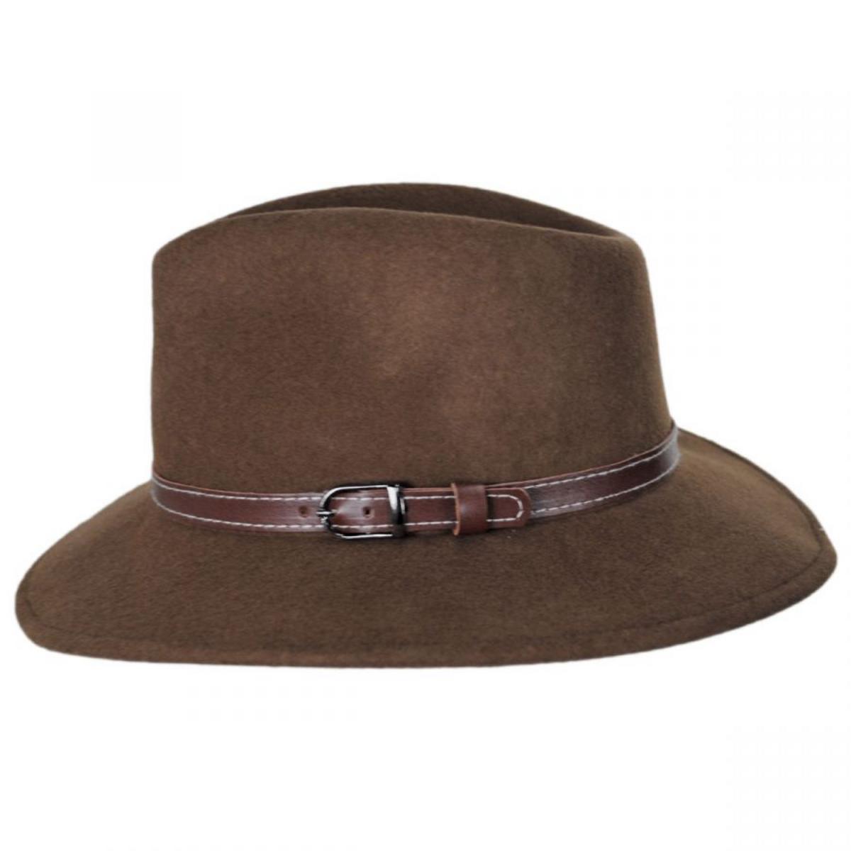 Toucan Collection | Leather Band Wool Felt Fedora Hat - Made to Order | 125805 | profile | BROWN