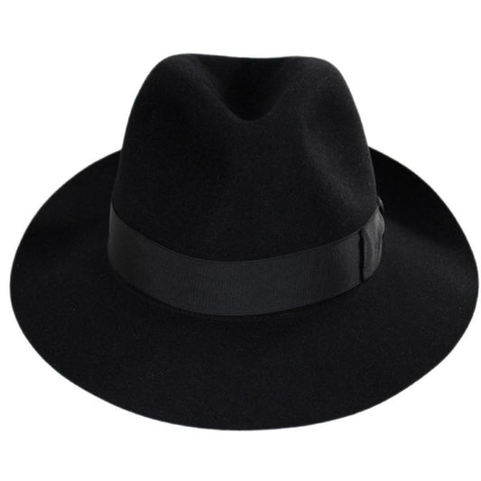 Borsalino | Alessandria Shaved Fur Felt Fedora Hat | 136306 | front | BLACK