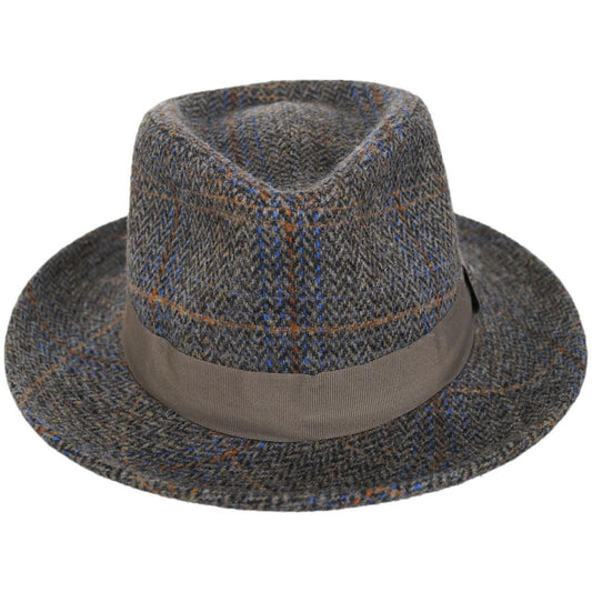 Scala | Barry Wool Blend Tweed Fedora Hat | 140170 | front | BROWN