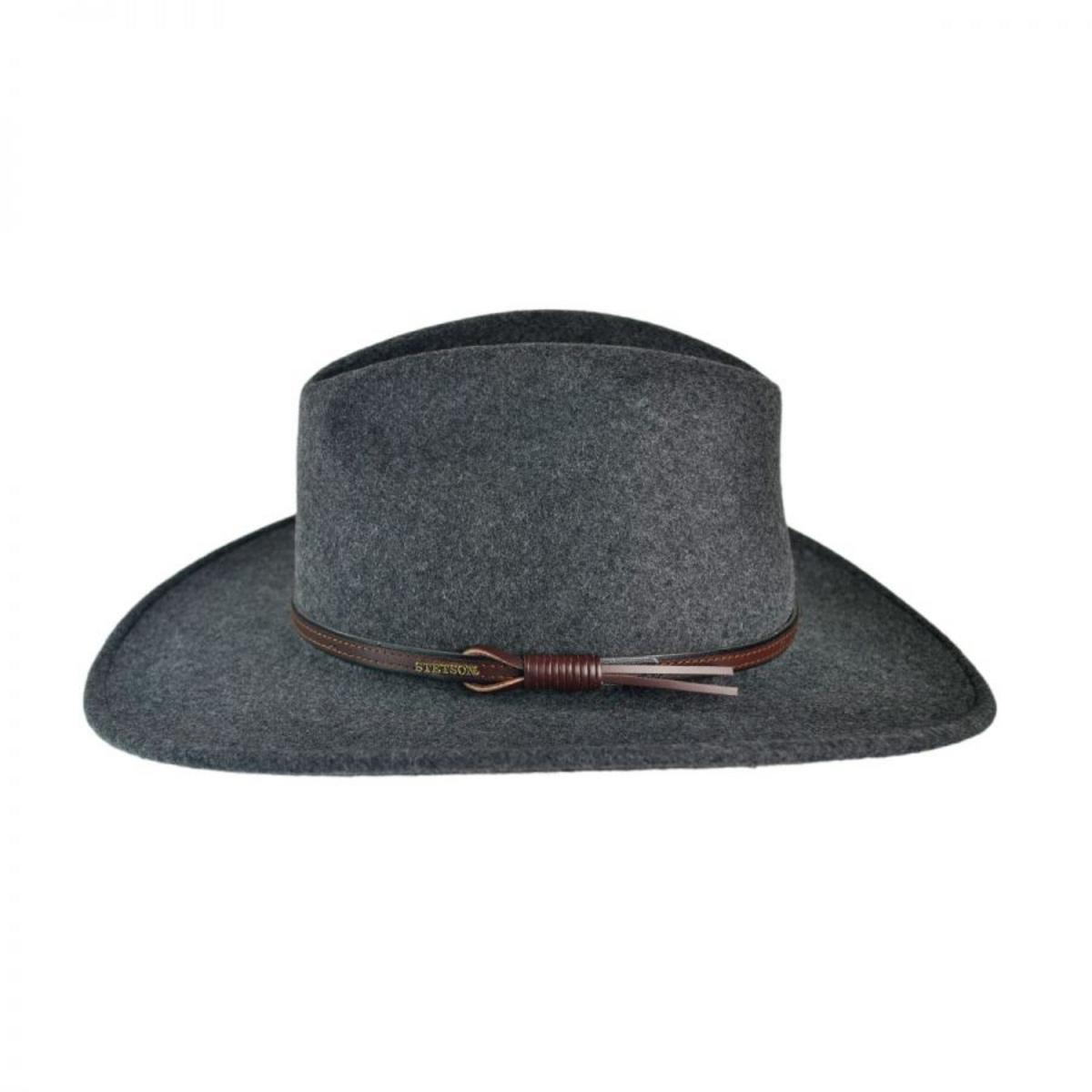Stetson | Grey Bull Crushable Wool Felt Aussie Hat | 130679 | profile | GREY MIX