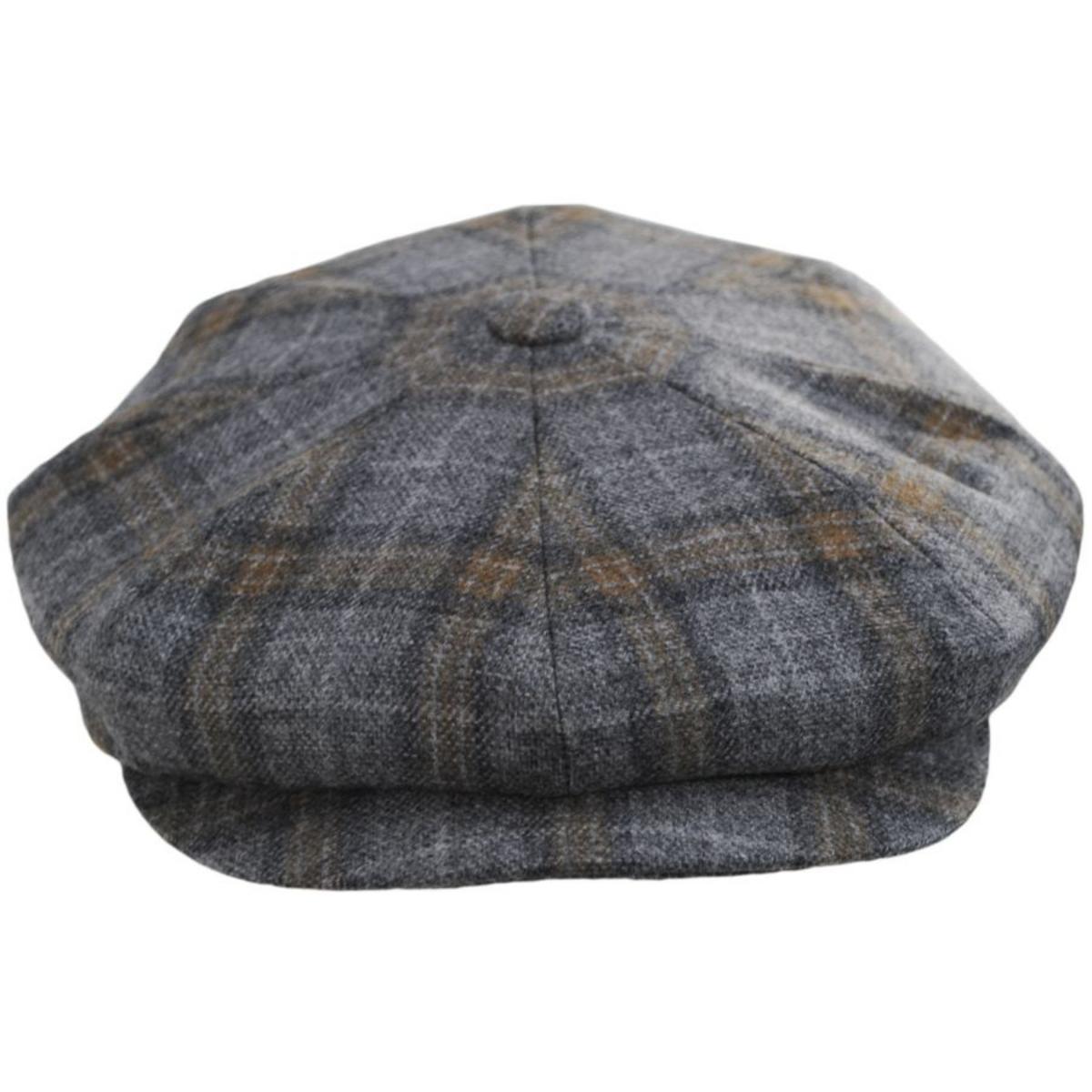 City Sport Caps | Plaid Cashmere + Wool Newsboy Cap | 175112 | front | BLUE/GREY