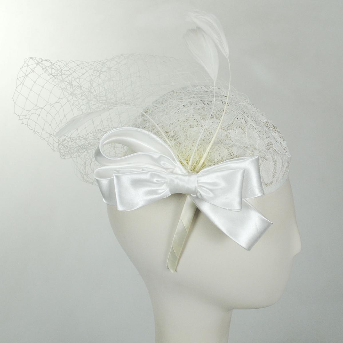 Jeanne Simmons | Lace Teardrop Fascinator Hat | 120725 | profile | CREAM