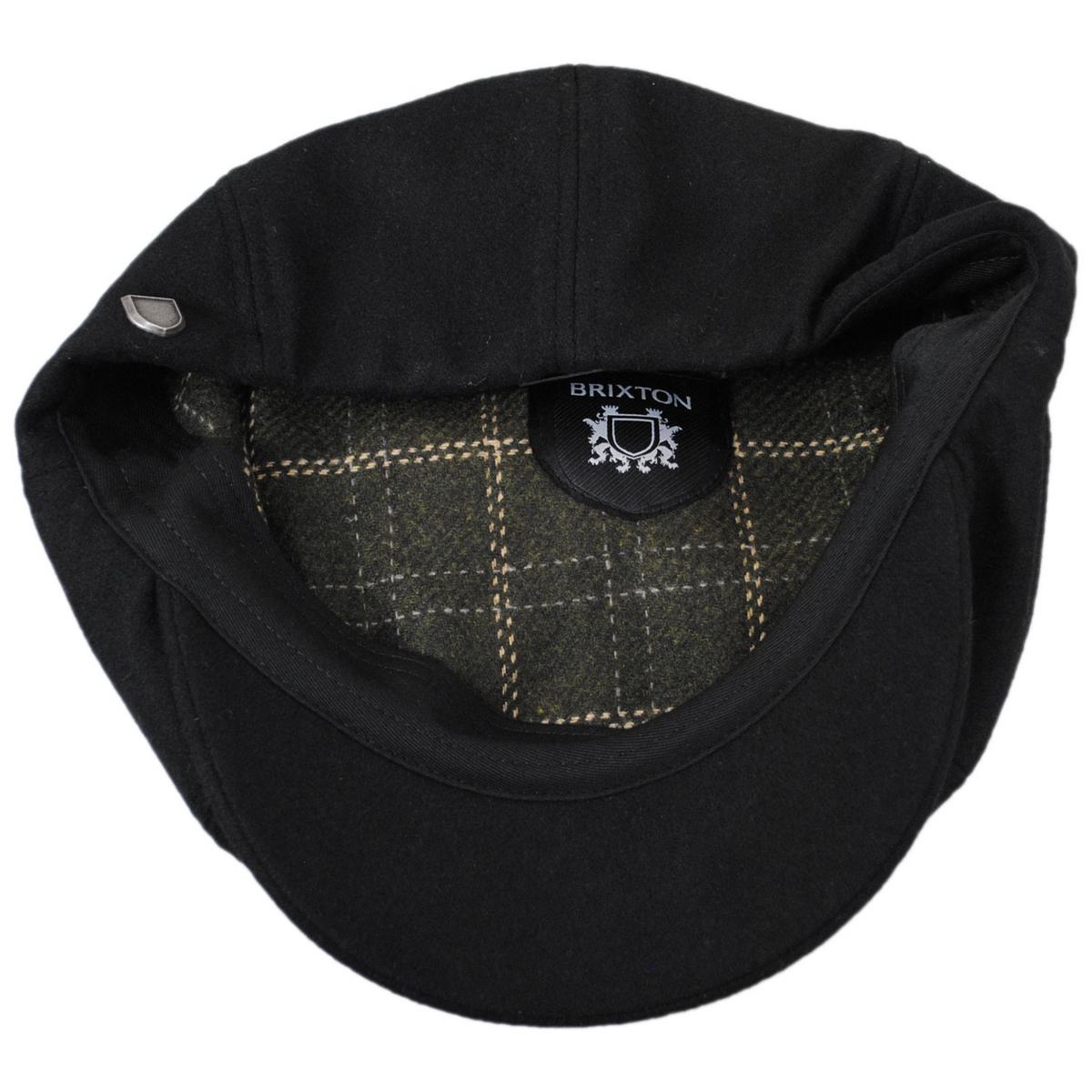 BRIXTON HATS | Brood Melton Wool Newsboy Cap | 161575 | under | BLACK/MOSS