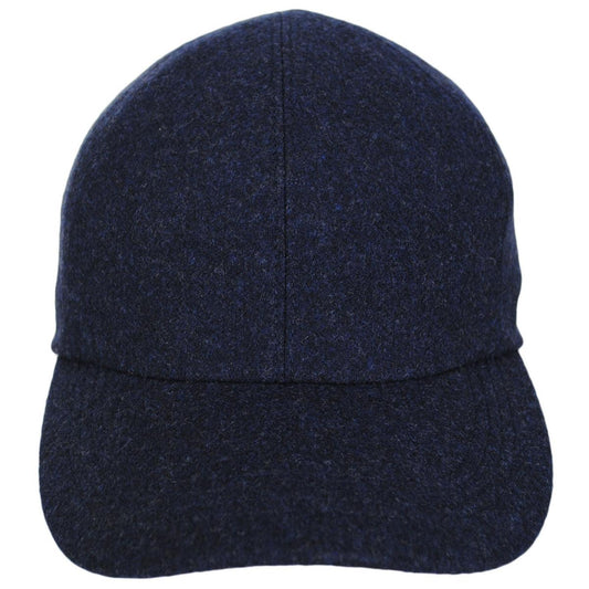 Wigens Caps | Melton Wool Earflap Baseball Cap | 223005 | front | BLUE MELANGE