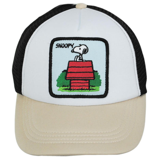 Peanuts | Snoopy Dog House Mesh Trucker Snapback Baseball Cap | 201314 | front | WHITE