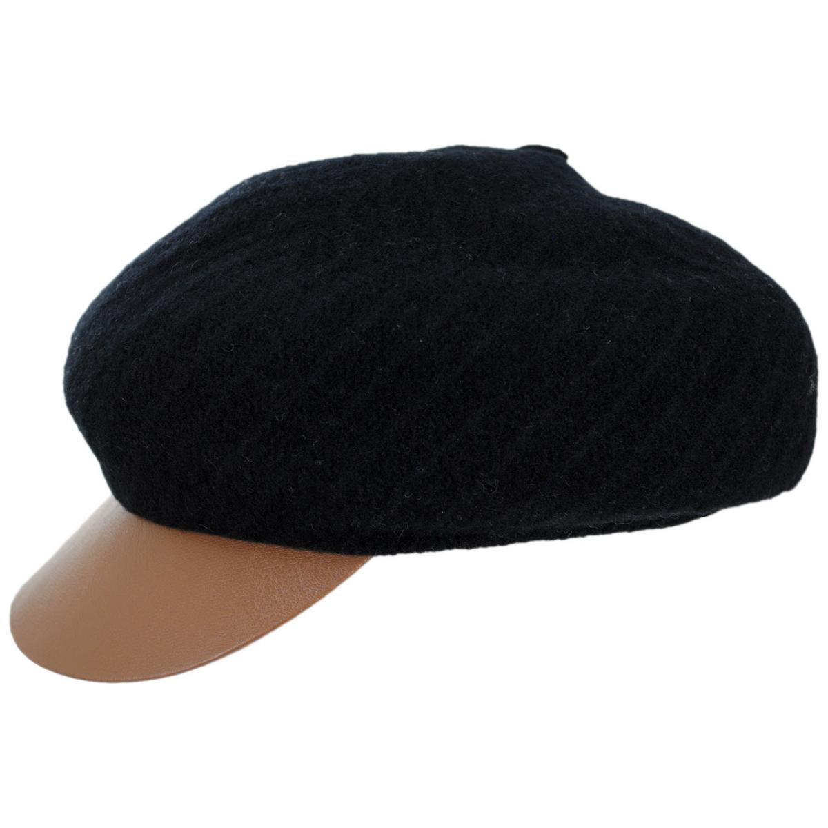 Scala | Alicent Boiled Wool Jockey Cap | 106423 | profile | BLACK