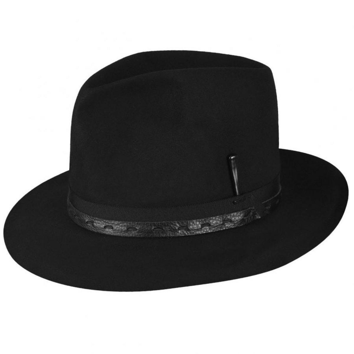 Bailey 1922 | Brodnax Shapeable Open Crown Wool Felt Fedora Hat | 130368 | profile | BLACK