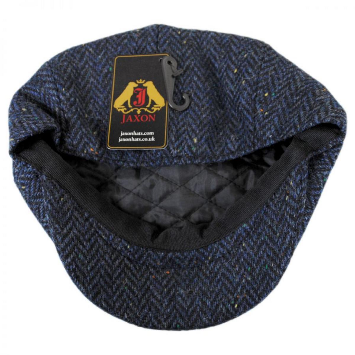 Jaxon Hats | Cambridge Herringbone Wool Newsboy Cap | 167778 | under | NAVY BLUE