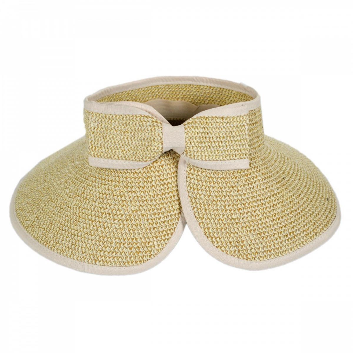 sur la tete | Roll Toyo Straw Braid Visor | 198550 | detailone | TOAST TAN