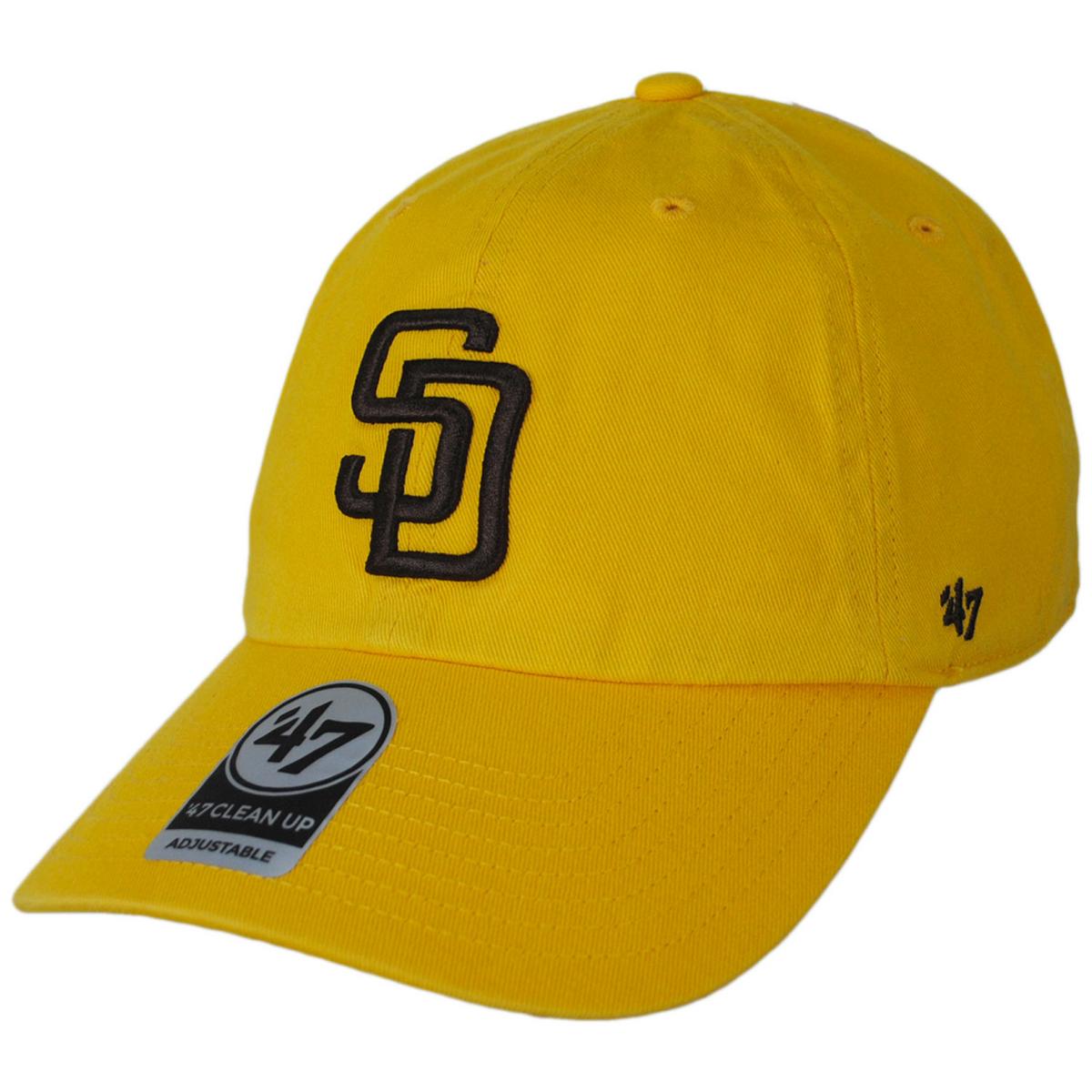 47 Brand | San Diego Padres MLB Clean Up Strapback Baseball Cap Dad Hat | 203003 | lead | YELLOW