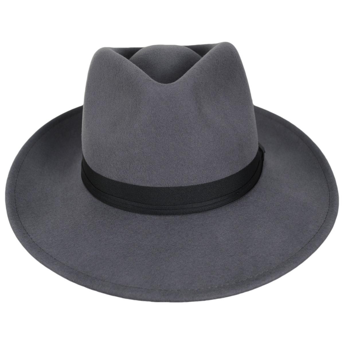 BRIXTON HATS | Dayton Convertabrim Wool Felt Rancher Fedora Hat | 135659 | front | GREY