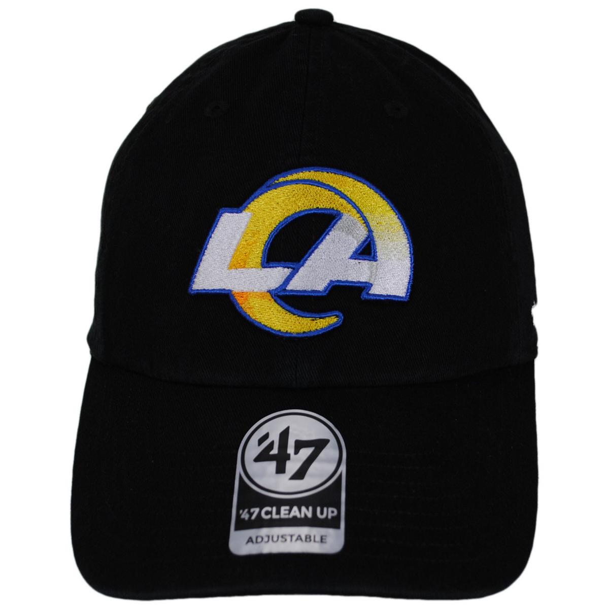 47 Brand | Los Angeles Rams NFL Clean Up Strapback Baseball Cap Dad Hat | 203582 | front | BLACK