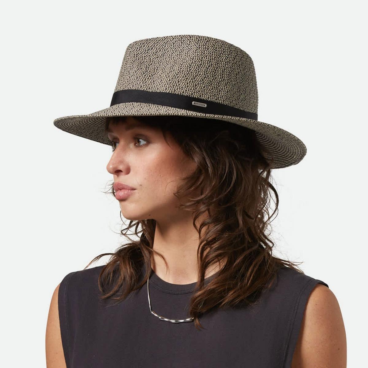 BRIXTON HATS | Carolina Toyo Straw Travel Fedora Hat | 104060 | lsftwo | BLACK/NATURAL