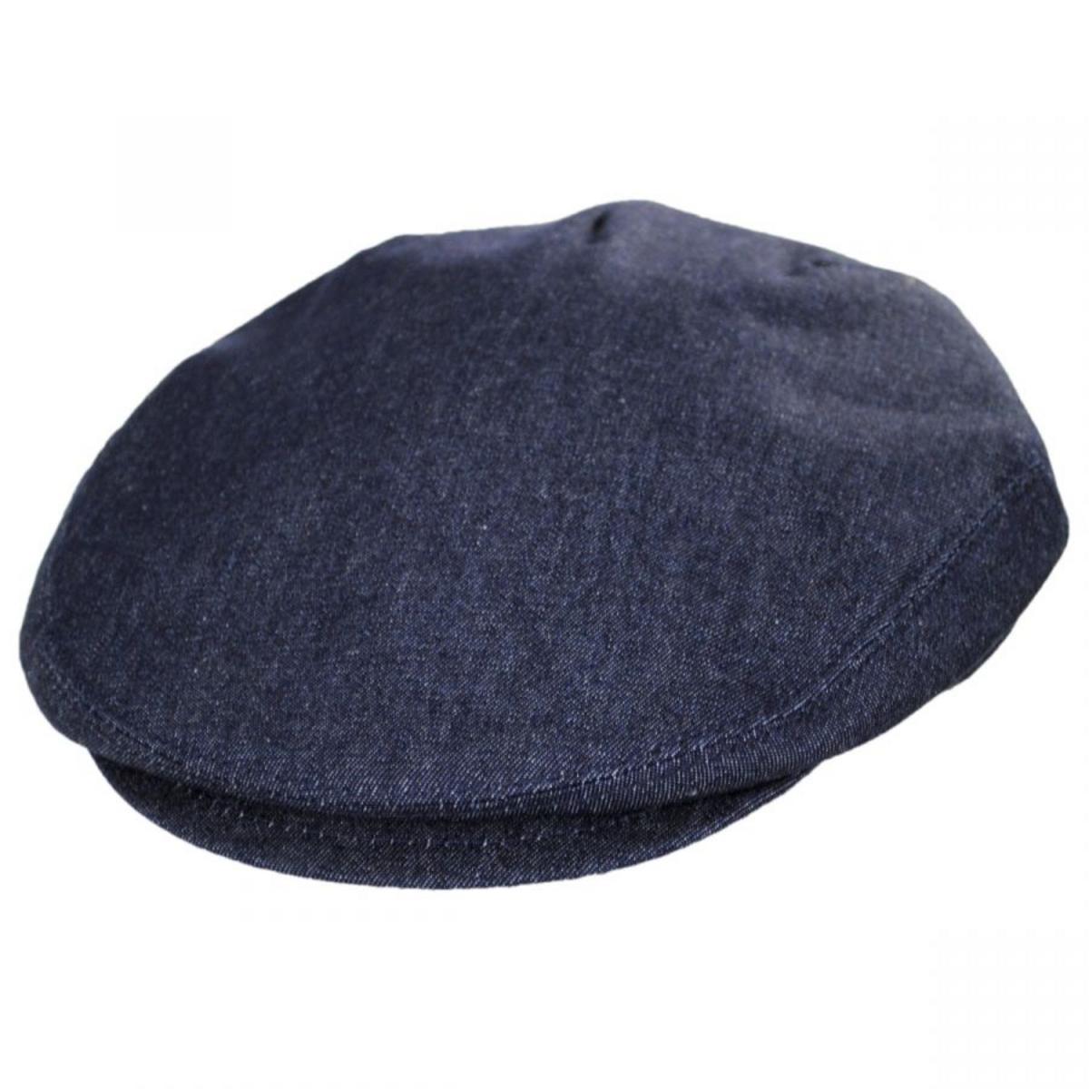 Stefeno Hats | Curry Denim Cotton and Linen Ivy Cap | 171548 | lead | DARK DENIM