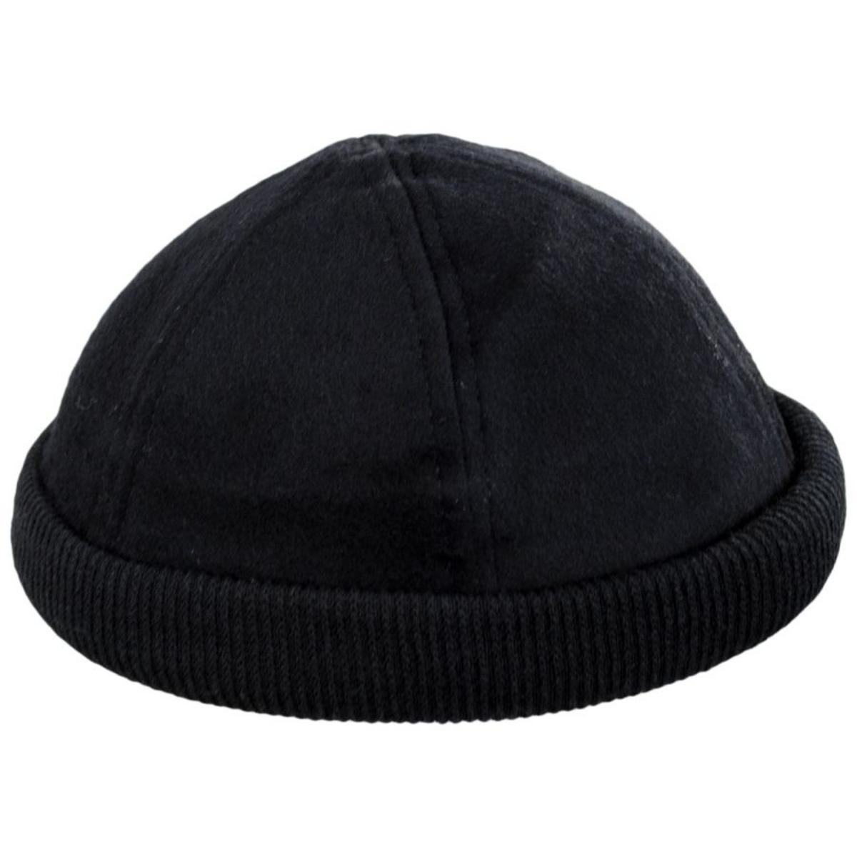 Dorfman Pacific | Skully Melton Wool Blend Skull Cap | 500042 | profile | BLACK