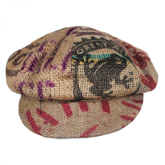 Hills Hats of New Zealand | Havana Coffee Works Jute Baker Boy Hat | 171122 | front | MULTI