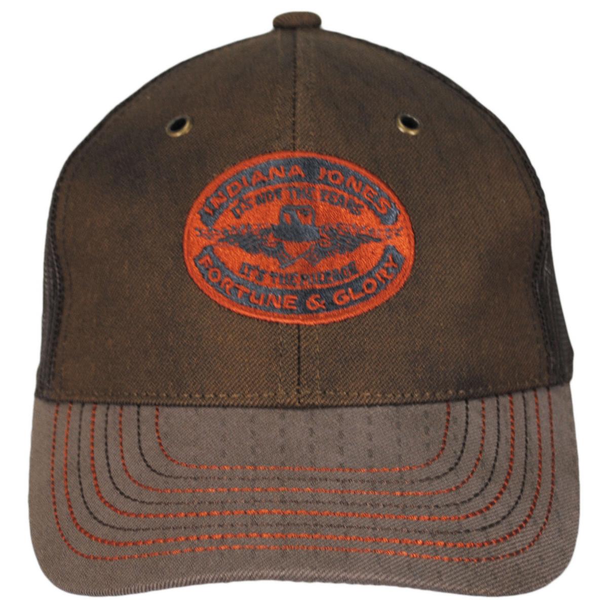 Indiana Jones | Officially Licensed Warrior Timber Cloth Strapback Baseball Cap Dad Hat | 200197 | front | BROWN