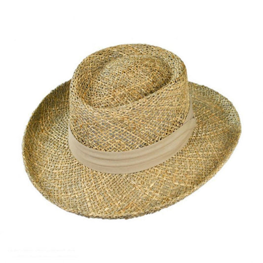 Jaxon Hats | Pebble Beach Seagrass Straw Gambler Hat | 129907 | lead | SEAGRASS