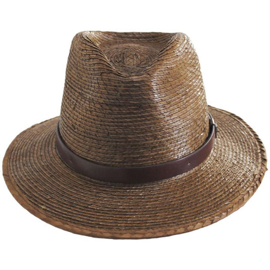 BRIXTON HATS | Messer Palm Straw Fedora Hat | 128328 | front | TOFFEE