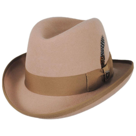 Stacy Adams | Wool Felt Homburg Hat | 130463 | lead | CAMEL