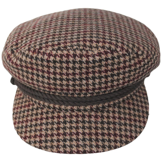 BRIXTON HATS | Wool Blend Houndstooth Fiddler Cap | 181303 | front | TIGER'S EYE/BROWN